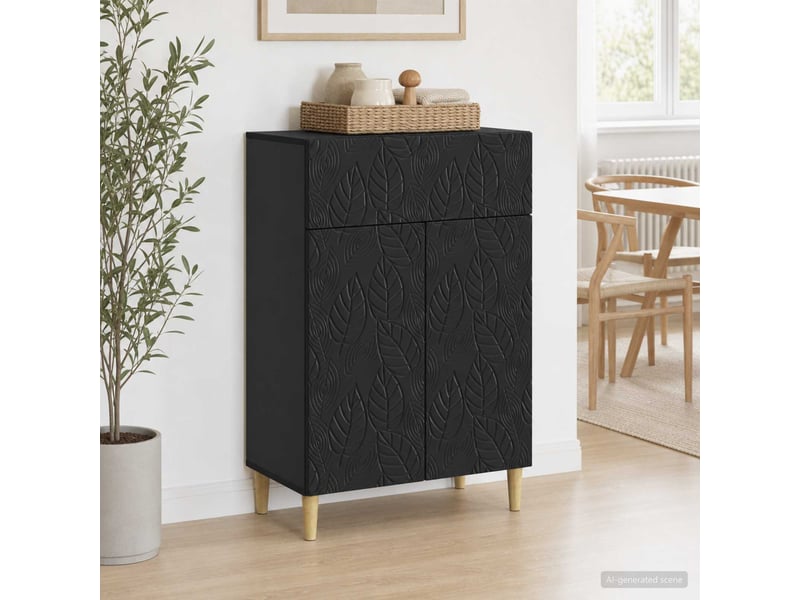  Buffet - bahut - meuble de rangement noir 66 x 34,5 x 90 cm bois d'ingénierie  - Conforama C