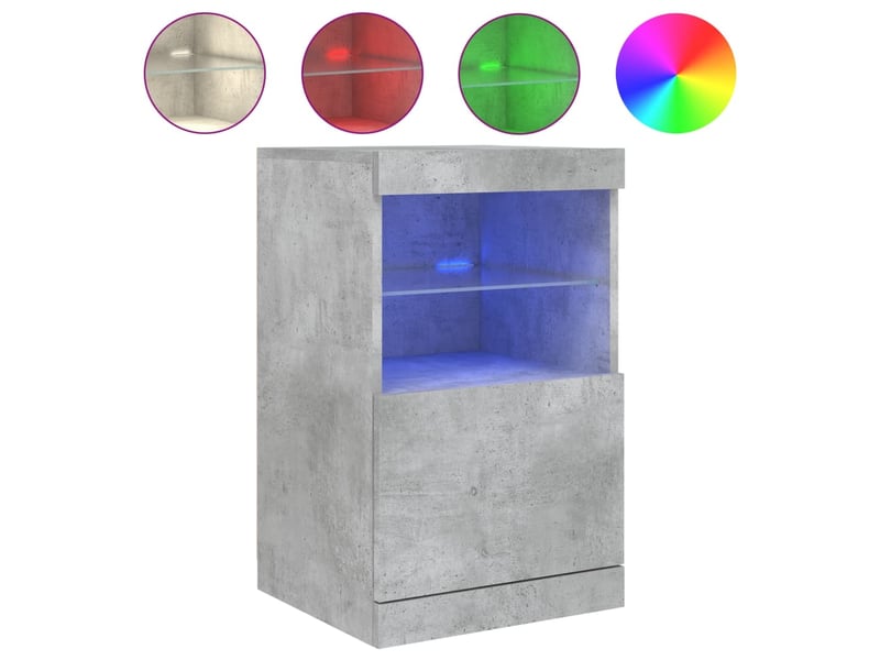  Buffet - bahut - meuble de rangement avec lumières led gris béton 41x37x67 cm  - Conforama A