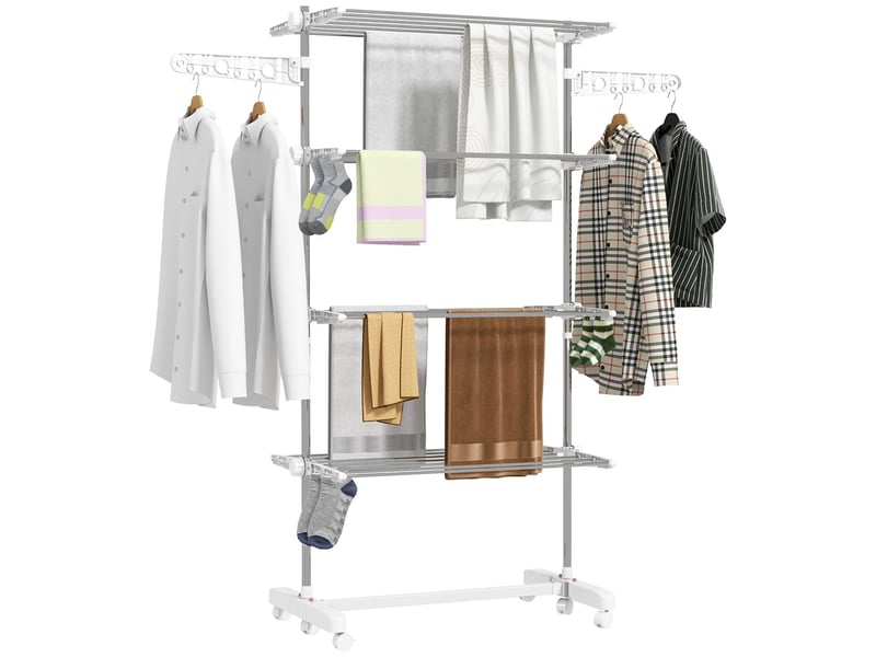  Séchoir à linge pliable 4 niveaux en acier blanc 142 x 55 x 172 cm  - Conforama A