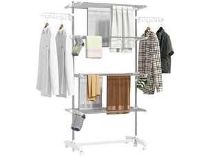 Séchoir à linge pliable 4 niveaux en acier blanc 142 x 55 x 172 cm