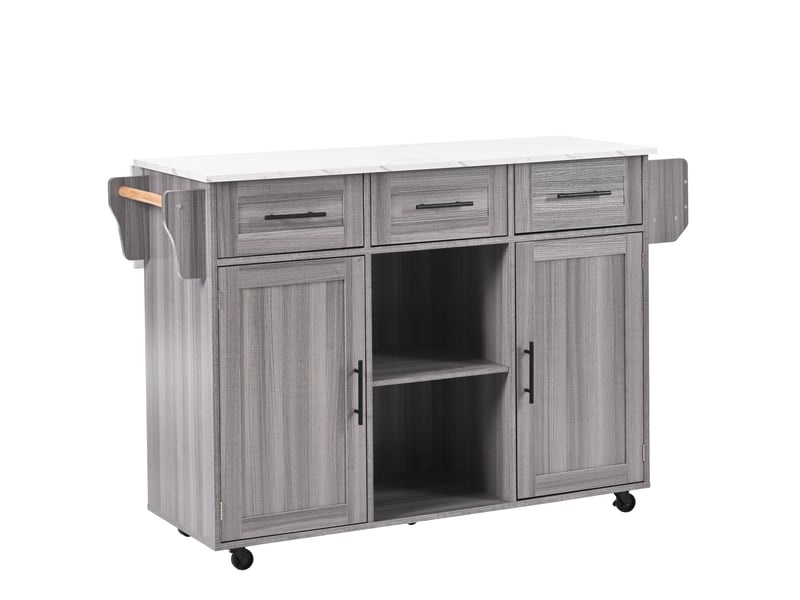  Desserte de cuisine 139x46x91,5 cm plateau pliable mdf gris  - Conforama A