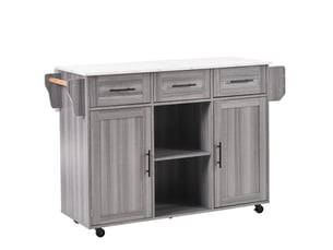 Desserte de cuisine 139x46x91,5 cm plateau pliable mdf gris