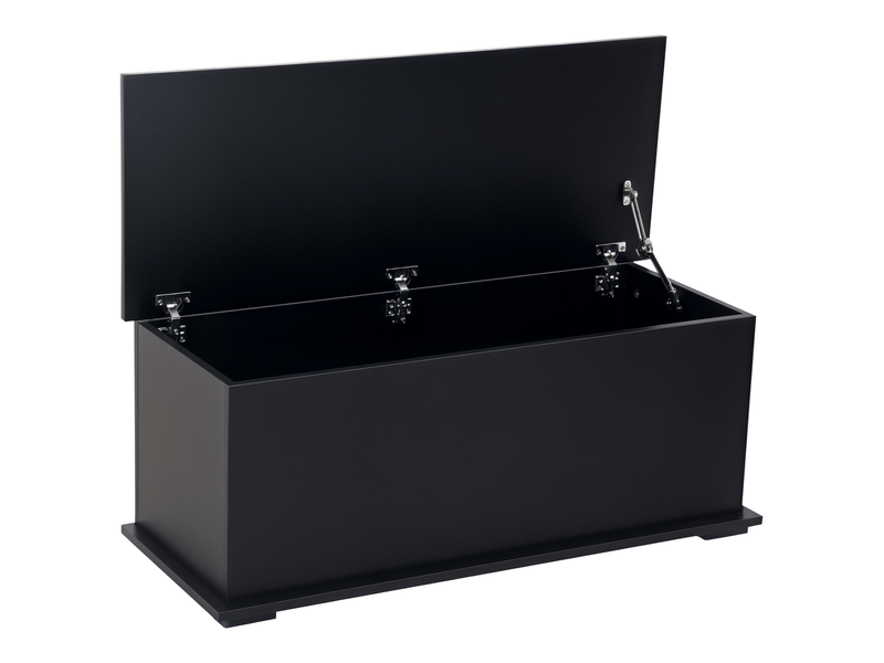  Grand coffre de rangementà jouets avec charnière verrouillable, en bois, 100 x 40 x 40 cm, noir  - Conforama A
