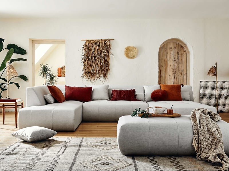  Onyx - canapé modulable panoramique d'angle gauche 7 places - en tissu - lisa design - gris clair ONYX - Conforama E
