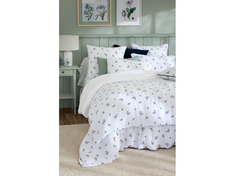 Housse de couette réversible 200 x 200 cm double gaze de coton imprimée suzanne chantilly 15335 - Conforama E
