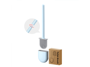 Brosse wc, brosse wc avec grille en silicone, brosse wc avec silicone et support à installation rapide, bleu
