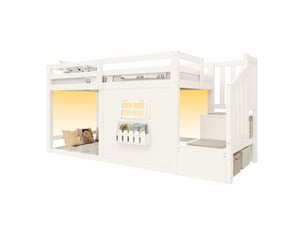 Lit mezzanine 90x200 cm OKWISH coloris blanc