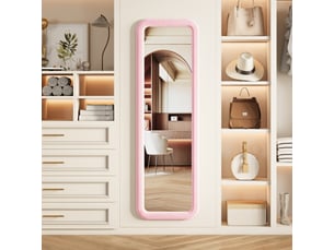Miroir pleine longueur 160×50 cm, rectangulaire à coins arrondis, rose, mural ou sur pied, style français romantique