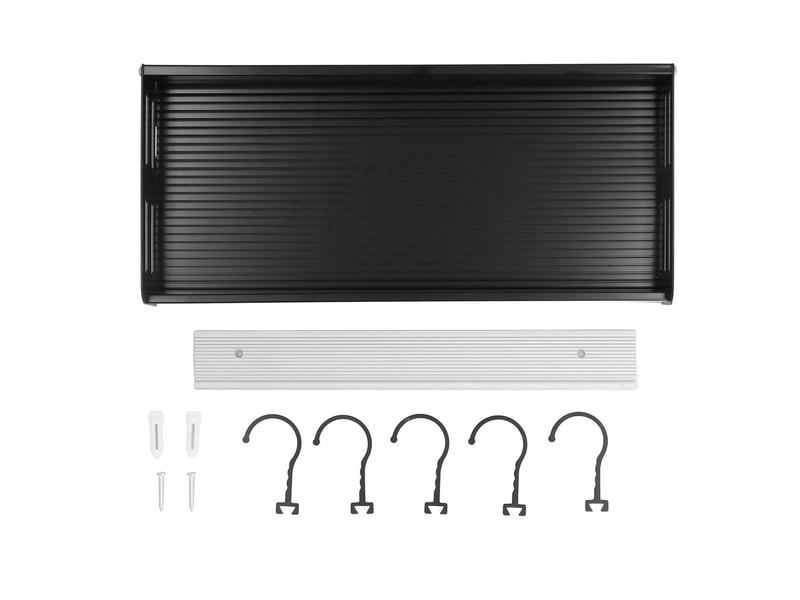  Étagère de cuisine murale en aluminium, structure antirouille, étagères murales flottantes avec 5 crochets pour cuisine, noir, 30 cm de long  - Conforama D