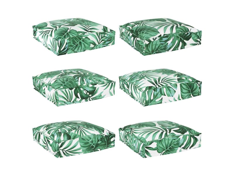  Lot de 6 coussins pour chaise, coussins d'extérieur tissu oxford motif feuille 40 x 40 x 8 cm cf50056  - Conforama A