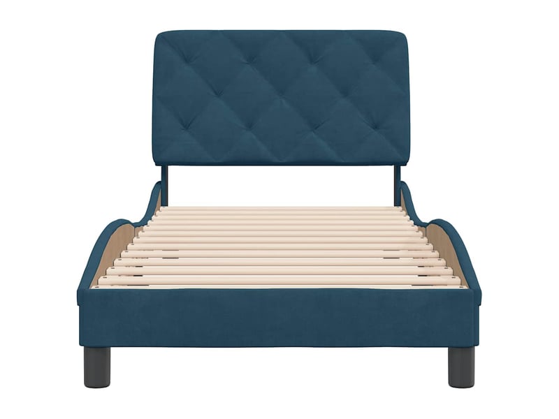  Lit simple- lit adulte -  cadre de lit sans matelas bleu 80x200 cm velours  - Conforama D