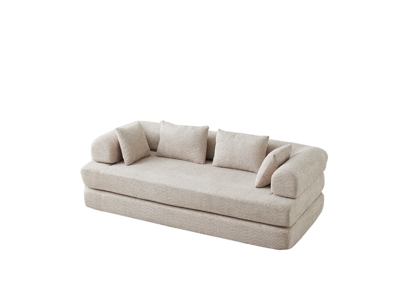  Canapé-lit modulaire convertible en chenille, dossier réglable, 6 configurations, sans montage, 4 coussins, khaki  - Conforama A