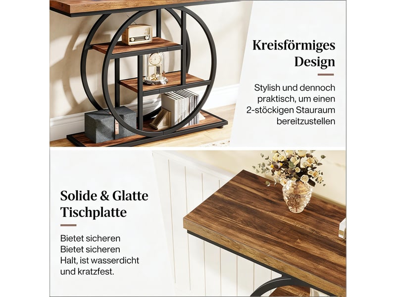  Console industrielle à 4 niveaux en bois et métal marron rustique et noir 105x30x80 cm  - Conforama D