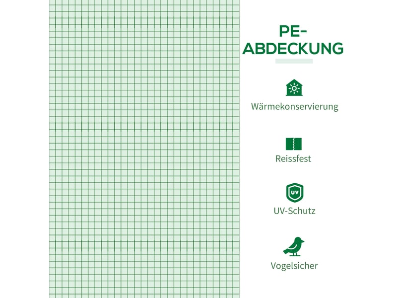  Mini serre de jardin en acier vert avec bâche pe anti-uv, toit enroulable et fenêtres en maille, 240 x 90 x 90 cm  - Conforama E