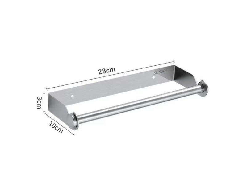  Porte-essuie-tout mural en acier inoxydable pour cuisine, garde-manger, évier, salle de bain, 28 cm, argent  - Conforama E