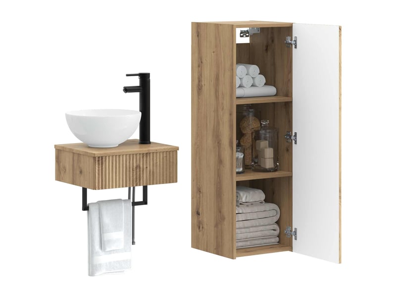 Ensemble de mobilier de salle de bain 2 pcs chêne artisanal shl120 - Conforama C