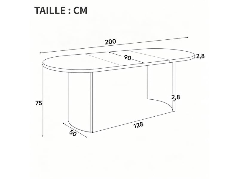  Table à manger 200 x 90 cm à pieds courbés, couleur noyer, 6 à 8 personnes  - Conforama C