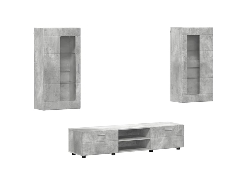  Ensemble meuble tv - banc tv - meuble de rangement florin 3 pcs gris béton bois d'ingénierie  - Conforama A