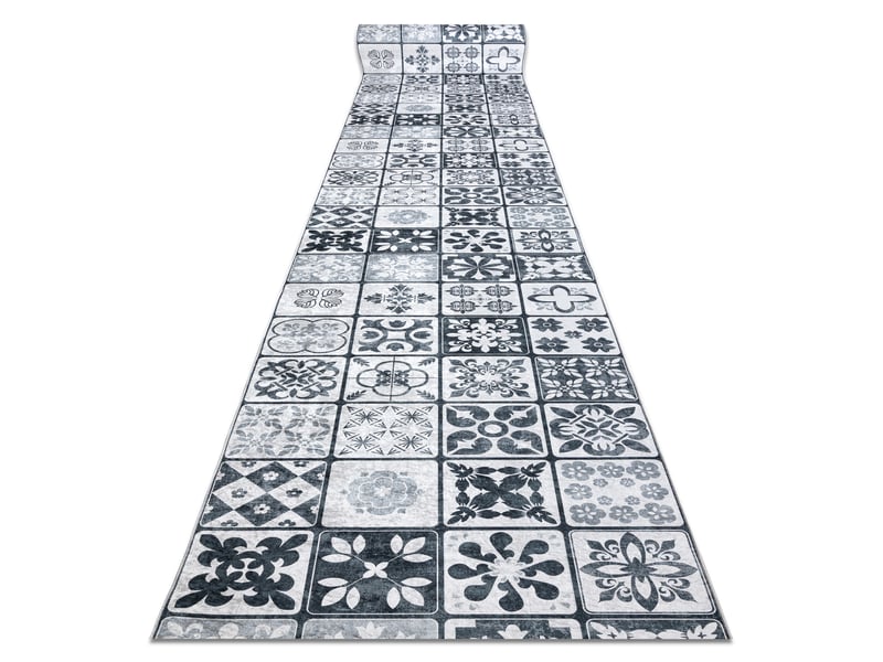  Tapis de couloir antidérapant lotus azulejo 60970 patchwork, carreaux de lisbonne gris lavable 120 cm 120x790 cm  - Conforama A