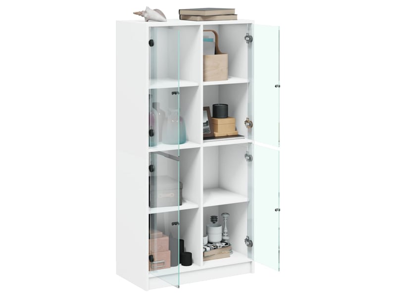  Buffet haut - bahut - meuble de rangement avec portes blanc 68x37x142 cm bois d'ingénierie  - Conforama D