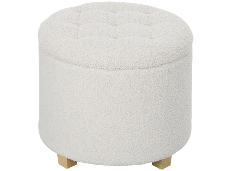  Pouf coffre amon rangement bouclette blanc  - Conforama A