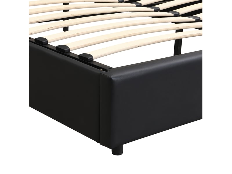  Lit coffre adulte 180x200 cm – noir – usb, recharge sans fil, éclairage et sommier inclus – sans matelas  - Conforama E