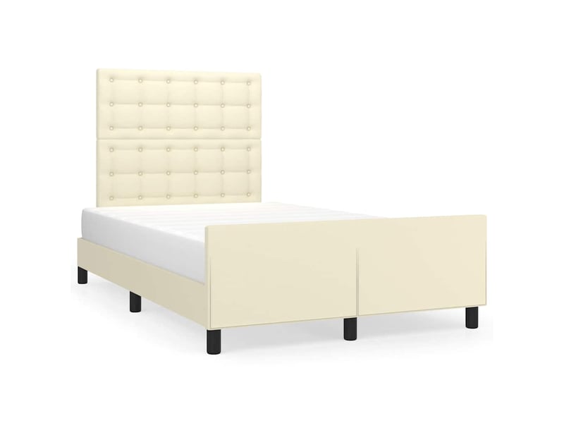  Lit double- lit adulte -  cadre de lit avec tête de lit crème 120x200 cm similicuir  - Conforama A