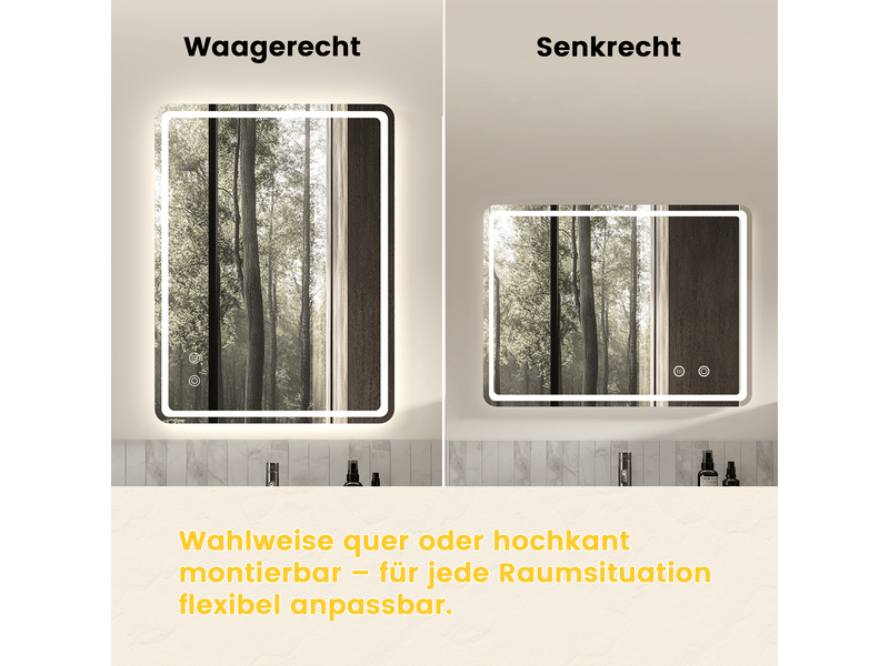  Miroir mural de salle de bain led antibuée tactile 60 x 80 cm W3416P502022 - Conforama D