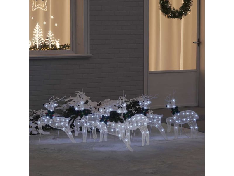 Lot de 6 rennes led, éclairage de noël, décoration de noël blanc 45 x 19 x 65 cm tissu cf62094 - Conforama B