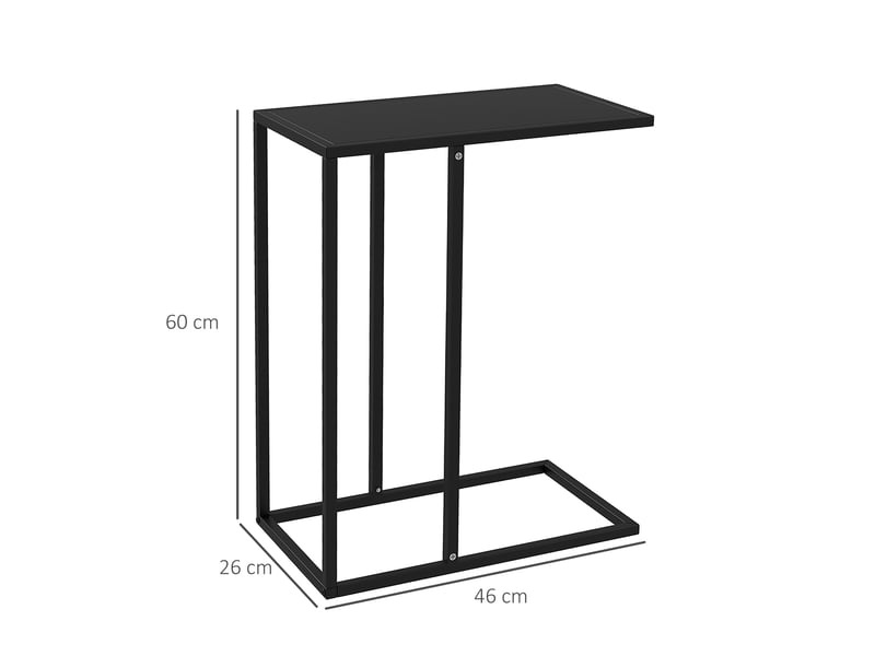  Table basse en c avec plateau ouvert et structure en acier, style minimaliste, pour salon et chambre, noir  - Conforama D