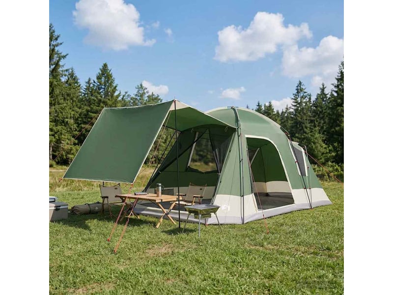  Tente de camping, tente cabane 8 personne vert polyester et acier shl68104  - Conforama B