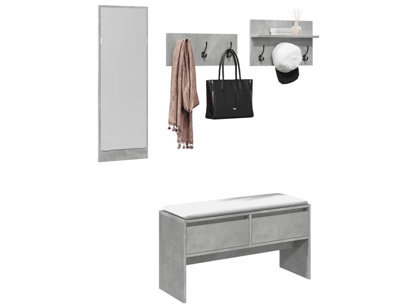  Ensemble de meubles de couloir 4 pcs gris béton bois ingénierie  - Conforama B