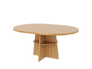 Table à manger extensible ronde en mdf coloris naturel 110-150x110x77,5 cm