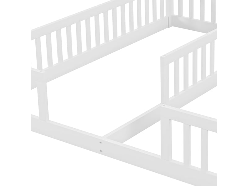  Lit enfant 90x200 en pin blanc avec barrière de sécurité, sans matelas ni sommier  - Conforama E