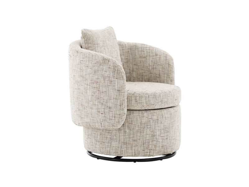 Fauteuil de salon - fauteuil pivotant 028, fauteuil d'appoint pivotant à 360°, 72 x 66.5 x 76 cm, ivoire - Conforama A