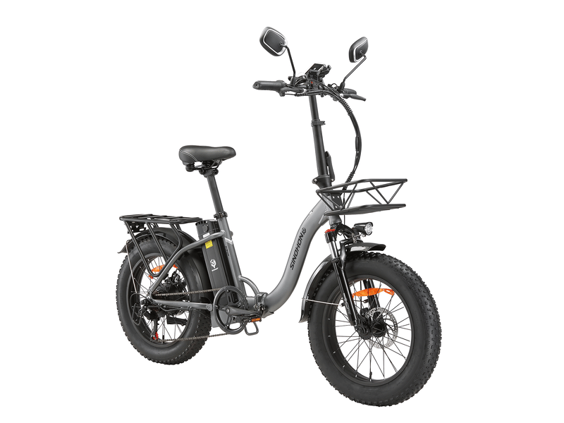  Vélo électrique pliant sinohon b20, 20po fat bike, 7 vitesses, gris  - Conforama C