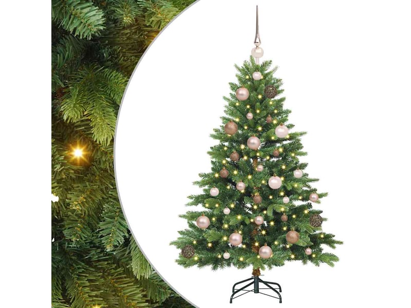  Sapin de noël artificiel, arbre de noël avec 150 led vert 120 cm pe et pvc shl6424  - Conforama A