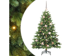 Sapin de noël artificiel, arbre de noël avec 150 led vert 120 cm pe et pvc shl6424