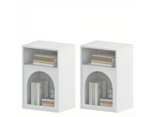 Lot de 2 tables de chevet en mdf 40x30x60 cm – blanc – 2 niches ouvertes au design arche moderne