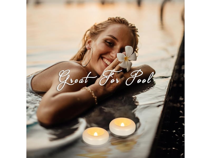  24 bougies led flottantes étanches sans flamme, lumière blanc chaud vacillante, bougies chauffe-plat pour piscine, mariage et spa  - Conforama D