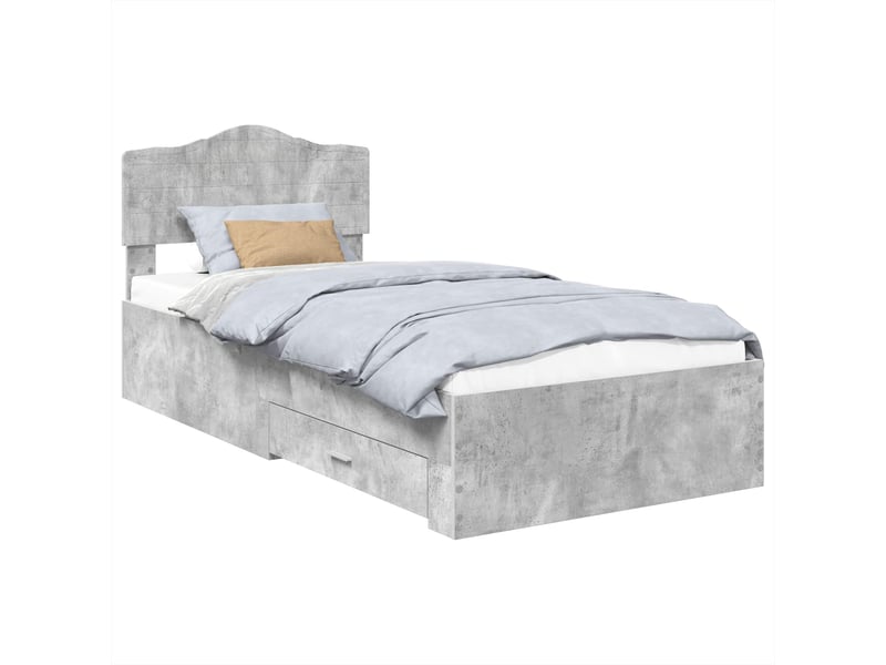  Lit simple- lit adulte -  cadre de lit gris béton 100 x 200 cm bois d'ingénierie  - Conforama A