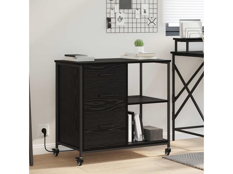 Commode chambre, cabinet avec station de charge 76 x 41 x 72 cm chêne noir - Conforama B