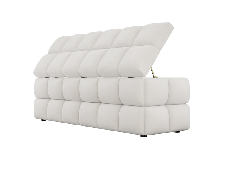  Banc coffre de rangement 120 x 40 x 40 cm avec grand espace de rangement et assise rembourrée, beige écru  - Conforama A