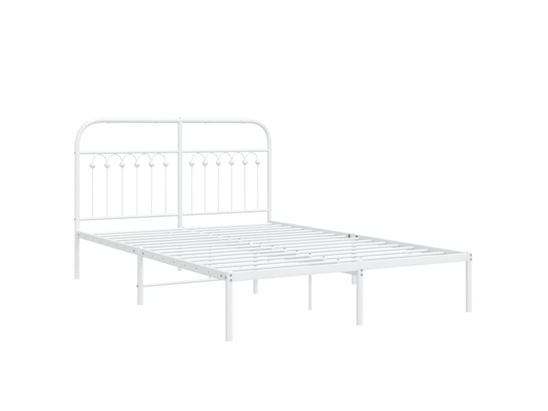  Lit double- lit adulte -  cadre de lit métal sans matelas et tête de lit blanc 140x200 cm  - Conforama B