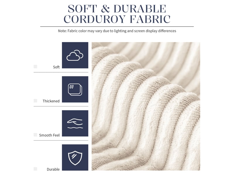  Pouf poire,100x100x50 cm,1 place,velours côtelé,blanc  - Conforama E