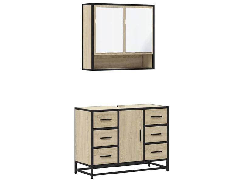 Ensemble de meubles de salle de bain 2 pcs chêne sonoma cf63605 - Conforama A