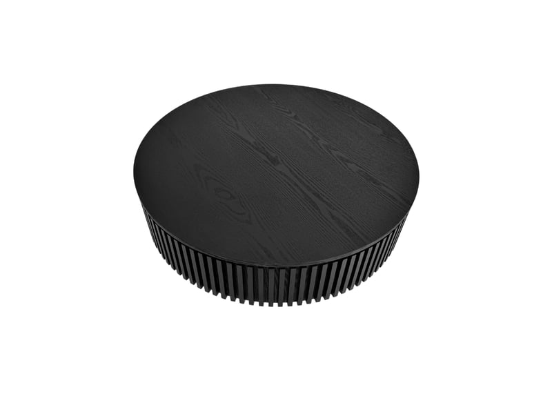  Table basse ronde avec rangement en mdf et bois noir ø75x35 cm  - Conforama E