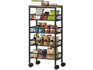 Desserte 40x24x81,5 cm 4 paniers coulissants mdf marron rustique et noir