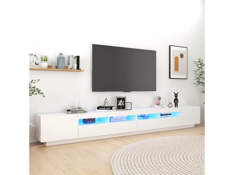  Meuble tv - banc tv - meuble de rangement avec lumières led blanc 300x35x40 cm  - Conforama B