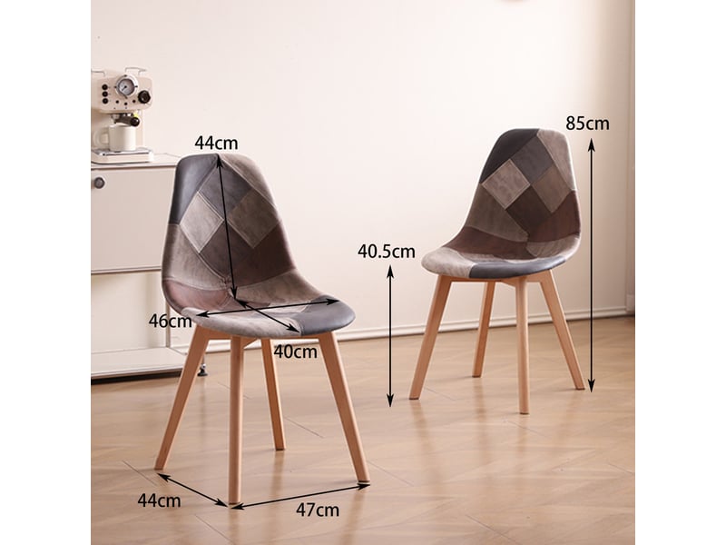  Lot de 4 chaises patchwork - chaises de salle à manger - pieds en hêtre(brun) - style rétro  - Conforama E